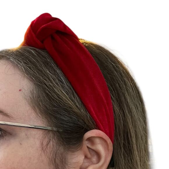 Lot 3 Velvet Headbands Modern Knotted & Braided Hair Accessories Green Red Black - Picture 4 of 6